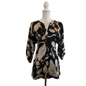 Vintage MARA HOFFMAN Tunic 100% Silk Top Blouse